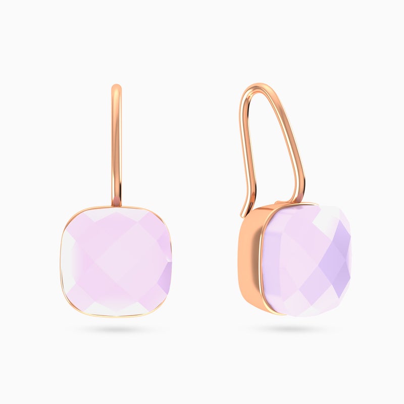 Waves by L'azurde Pale Pink Stone Gold Plated Hoop Earrings - Image 1